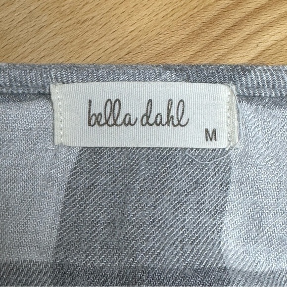 Bella Dahl Women’s Flannel Lace Up Neck Long Sleeve Tunic Heather Gray Tartan M - Picture 5 of 8